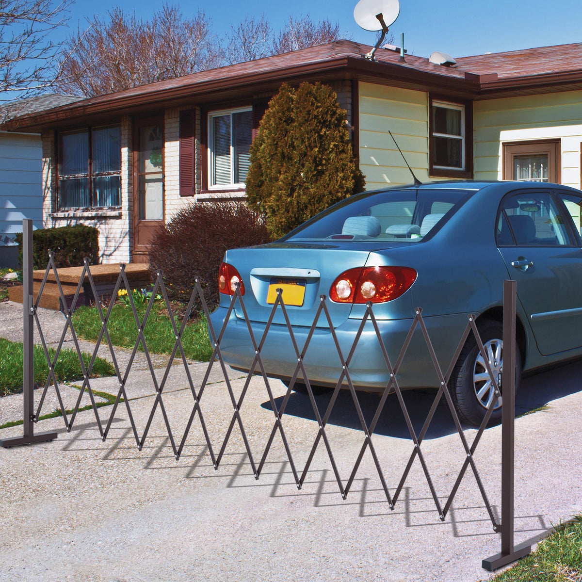 Outsunny schaarpoort, slagboom, uitschuifbaar, 35-300 cm, H103,5 cm, aluminium, bruin