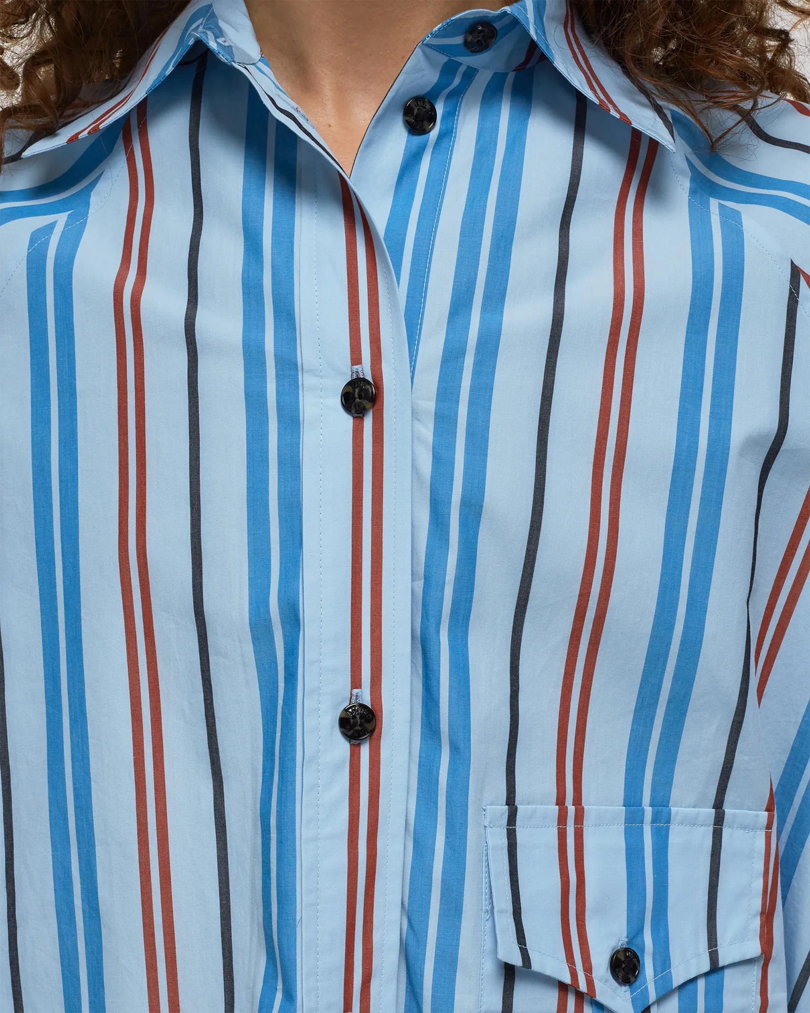 Ganni Stripe Cotton Oversize Raglan Shirt