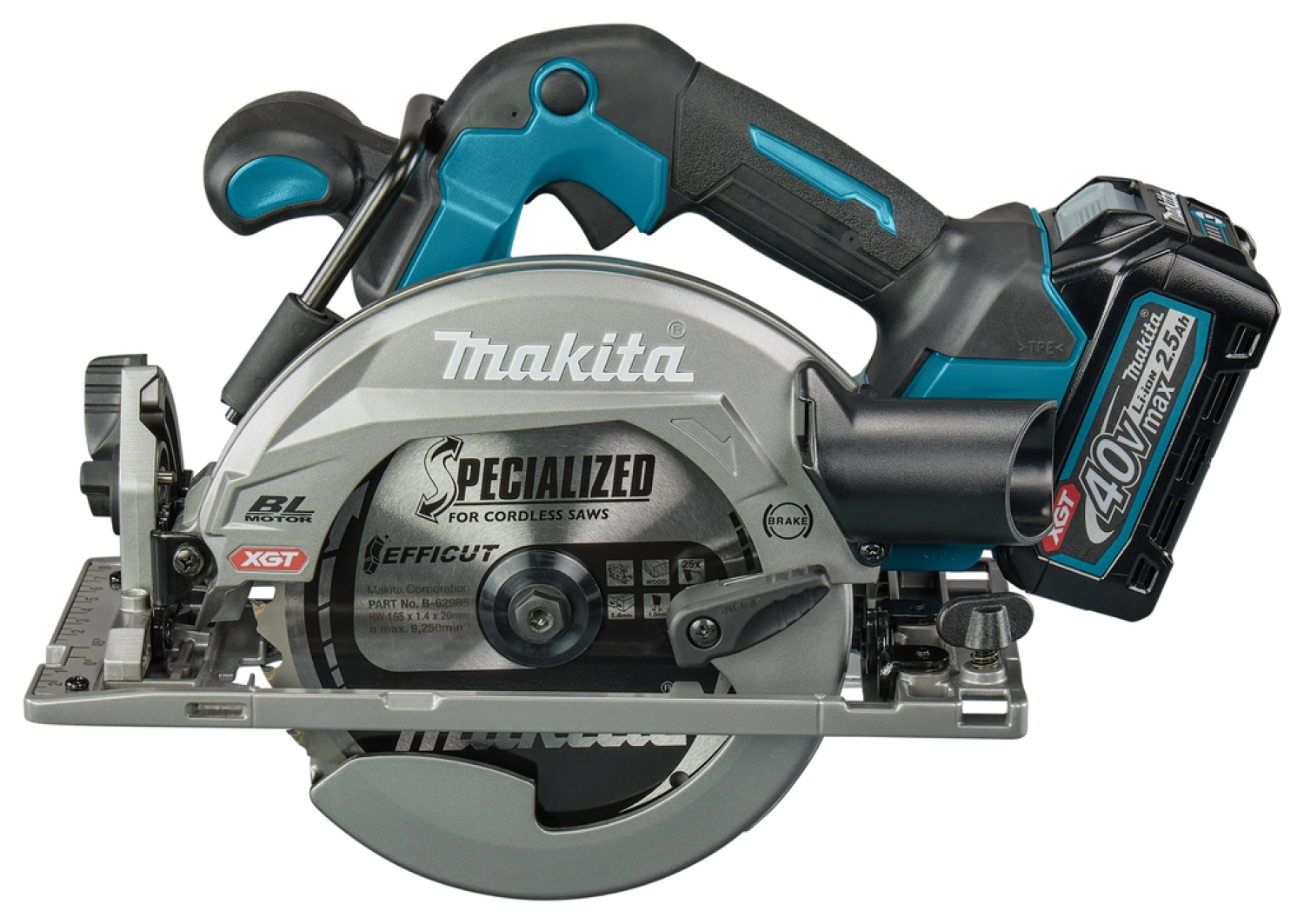 Makita HS012GD201 XGT 40V Li-Ion accu cirkelzaag set (2x 2,5Ah accu) in Mbox - 165 mm