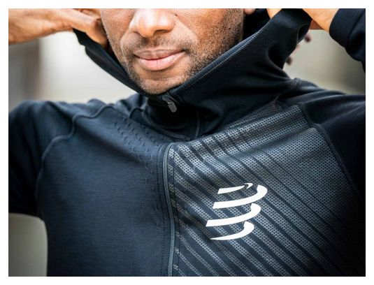 Veste à capuche Compressport 3D Thermo Zip Noir