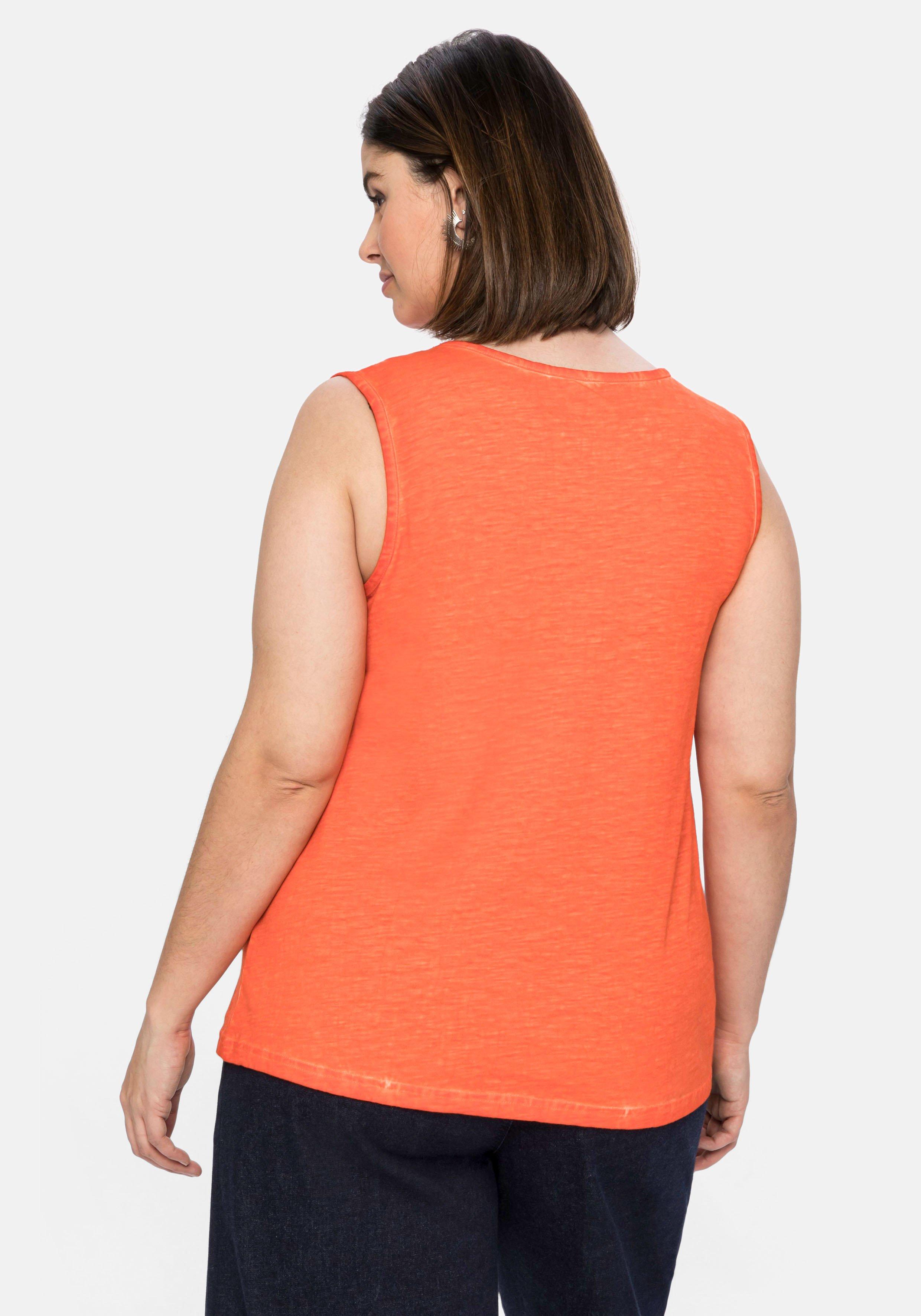 Tanktop im gewaschenen Look, mit Lochstickerei