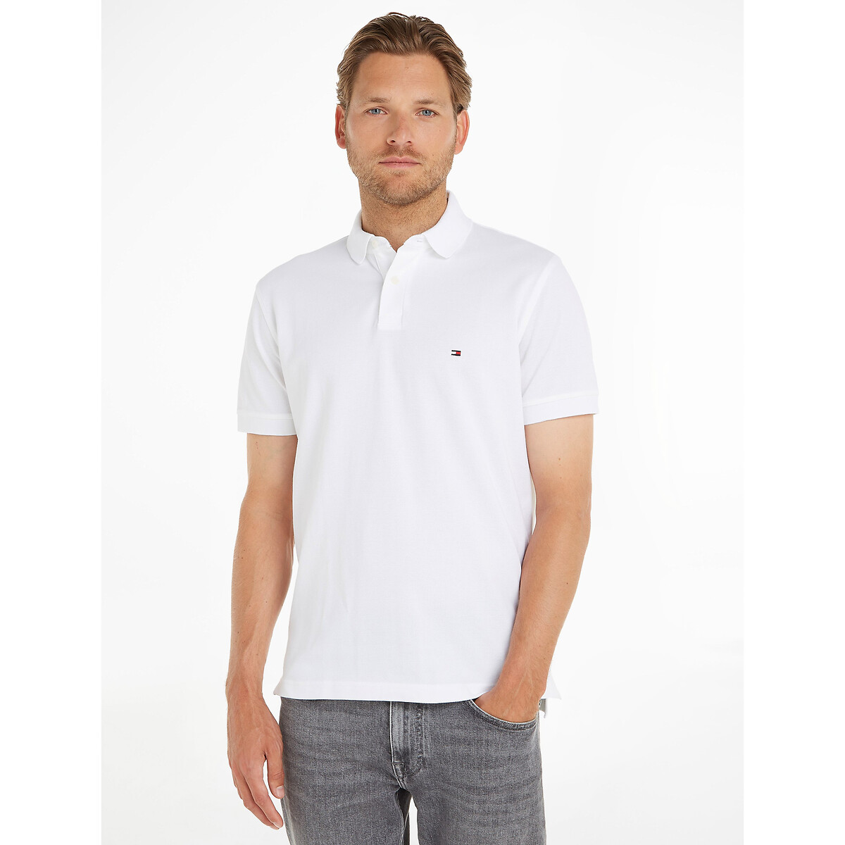 TOMMY HILFIGER<br>Polo reta e elástica, 2 botões