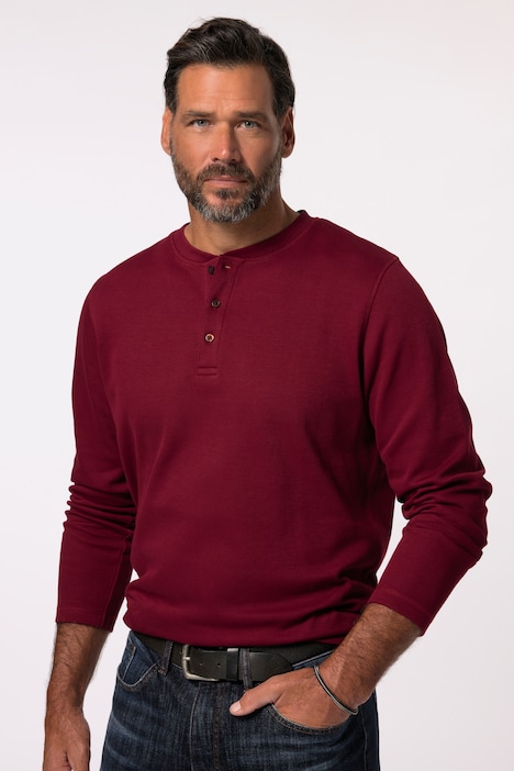 JP 1880 Henley, Langarm, Piqué, bis 8 XL