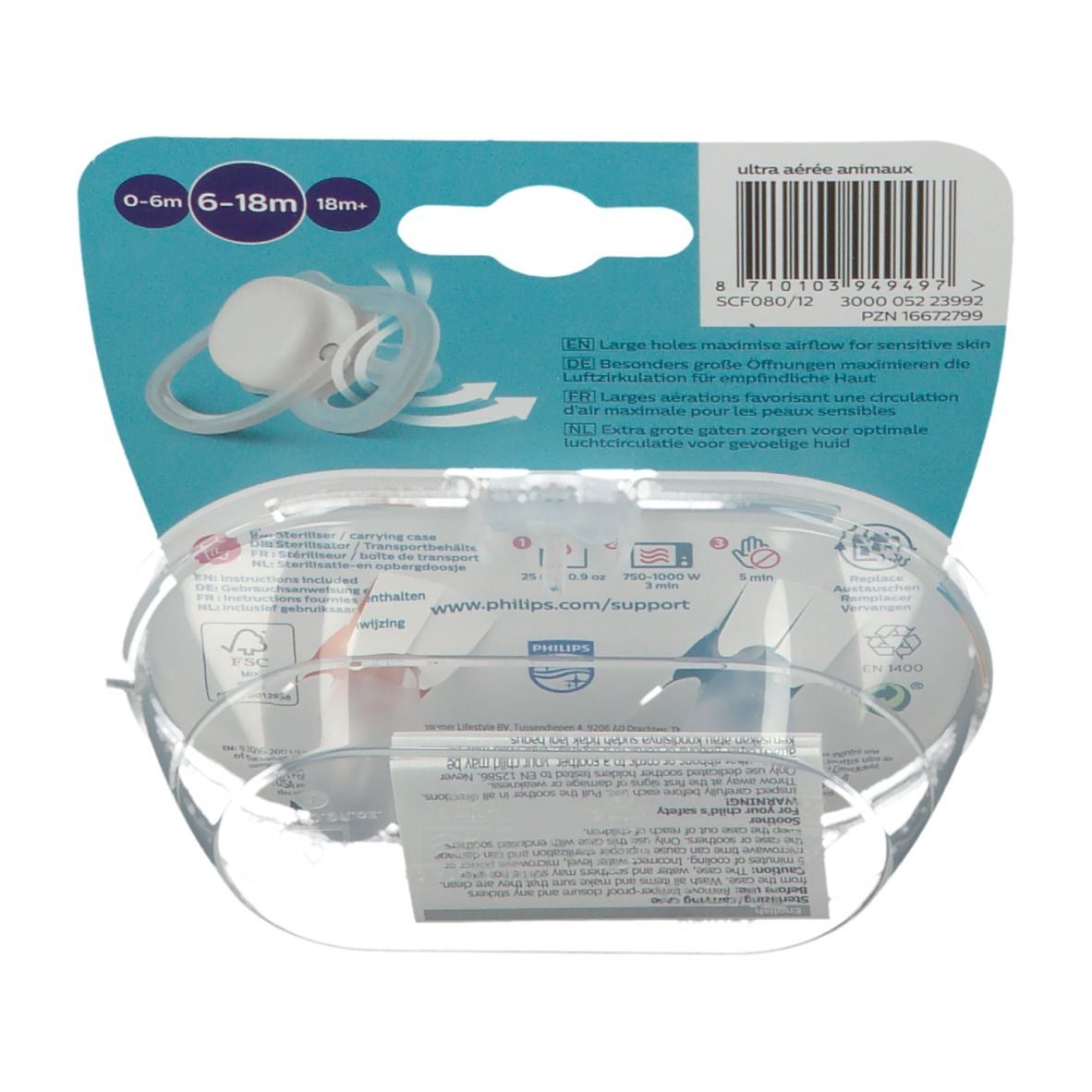 PHILIPS Avent Ultra Air Schnuller 6-18 Monate, Animals (Farbe/Motiv nicht wählbar)