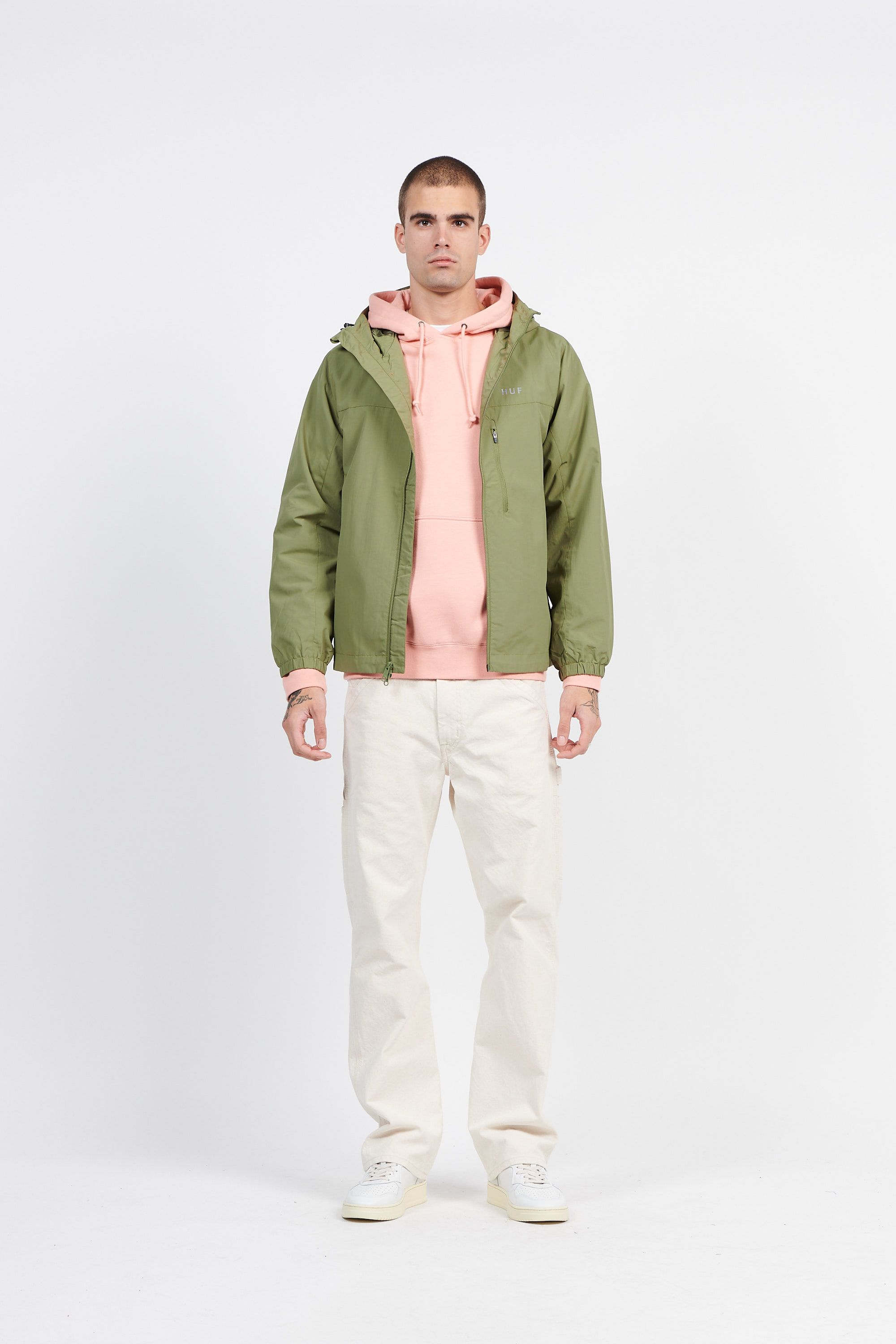 HUF Coupe-vent ESSENTIALS ZIP STANDARD SHELL Kaki