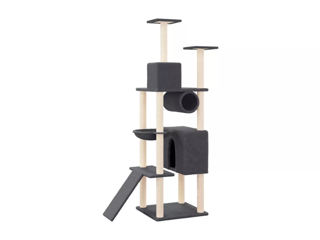 Arbre à chat avec griffoirs en sisal Gris foncé 168 cm