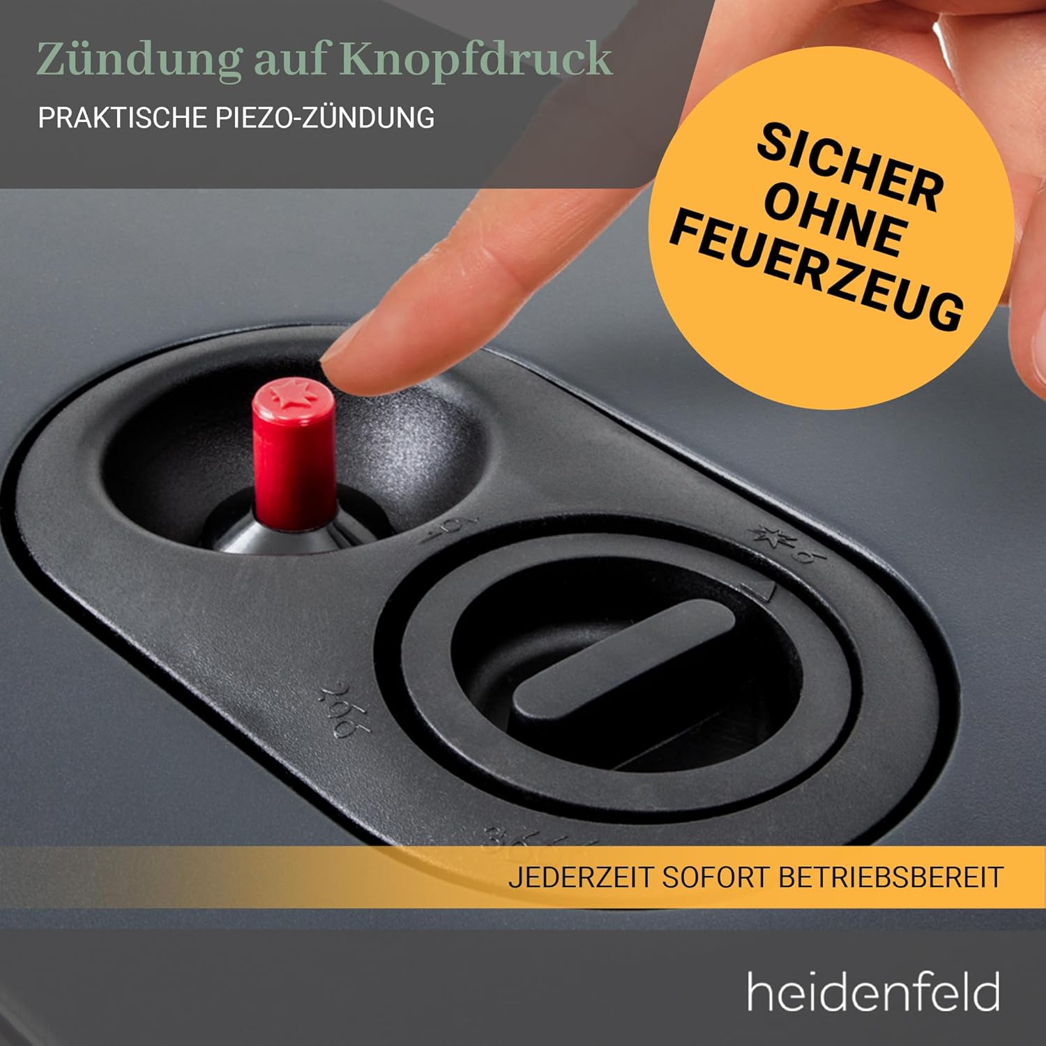 Heidenfeld Gasheizung Inferno GH100 |    - 4200 Watt - Heizstrahler - Gasheizung für Innenräume - Gasofen - Gasheizer - Gasflaschen bis 15 Kg - Gasschlauch (Schwarz)