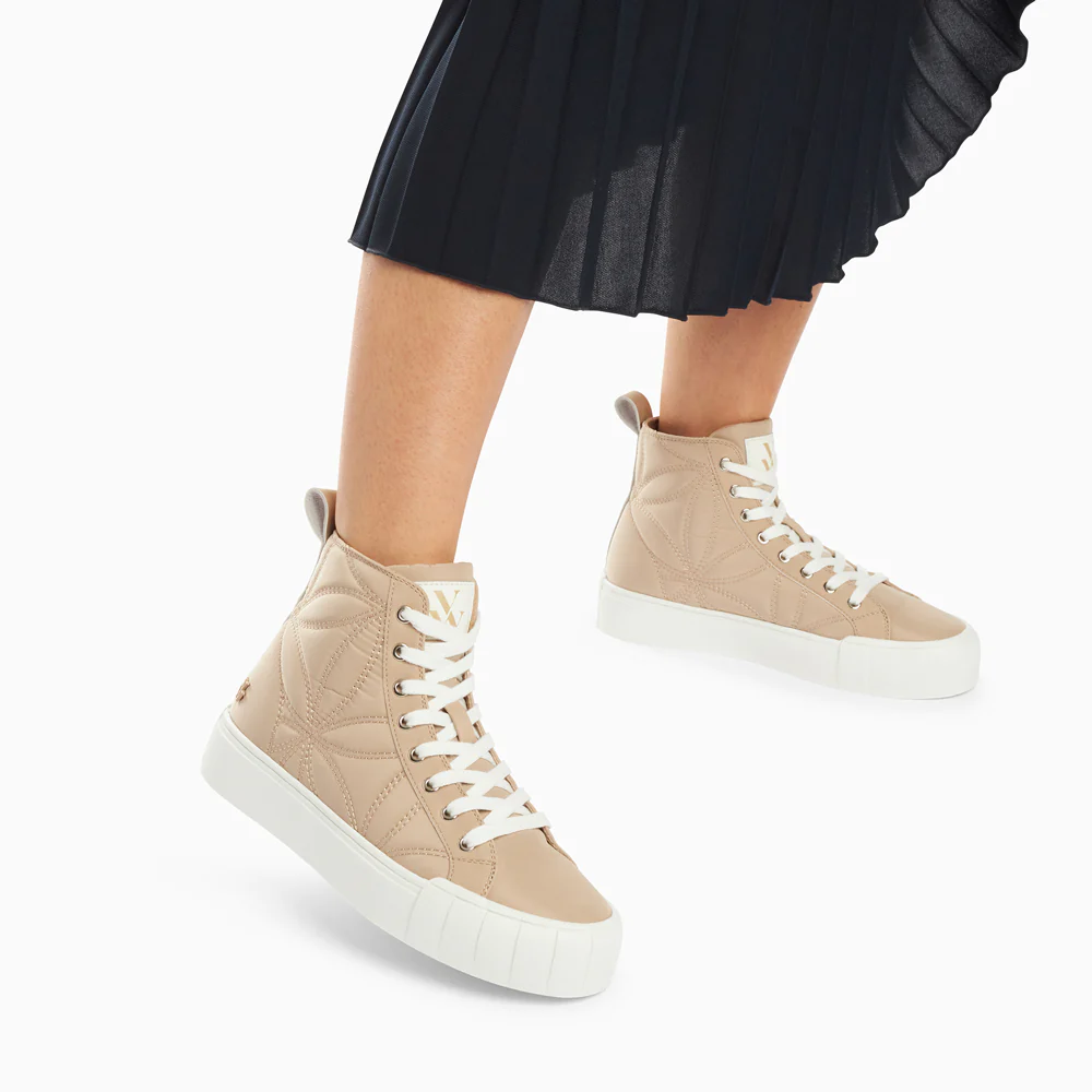 Sneakers-Baskets montantes Nalya beiges matelassées