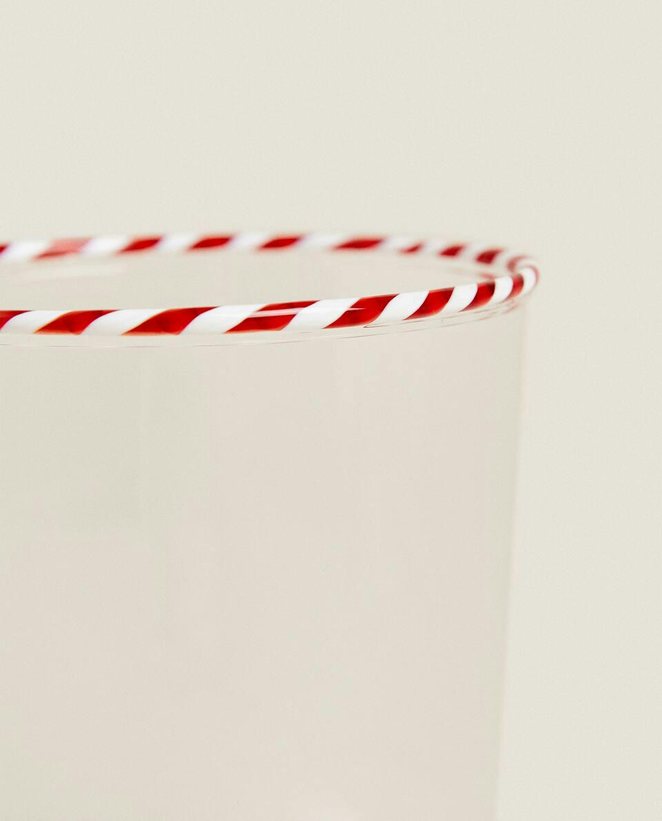 Copo de vidro borossilicato com bengala doce de Natal