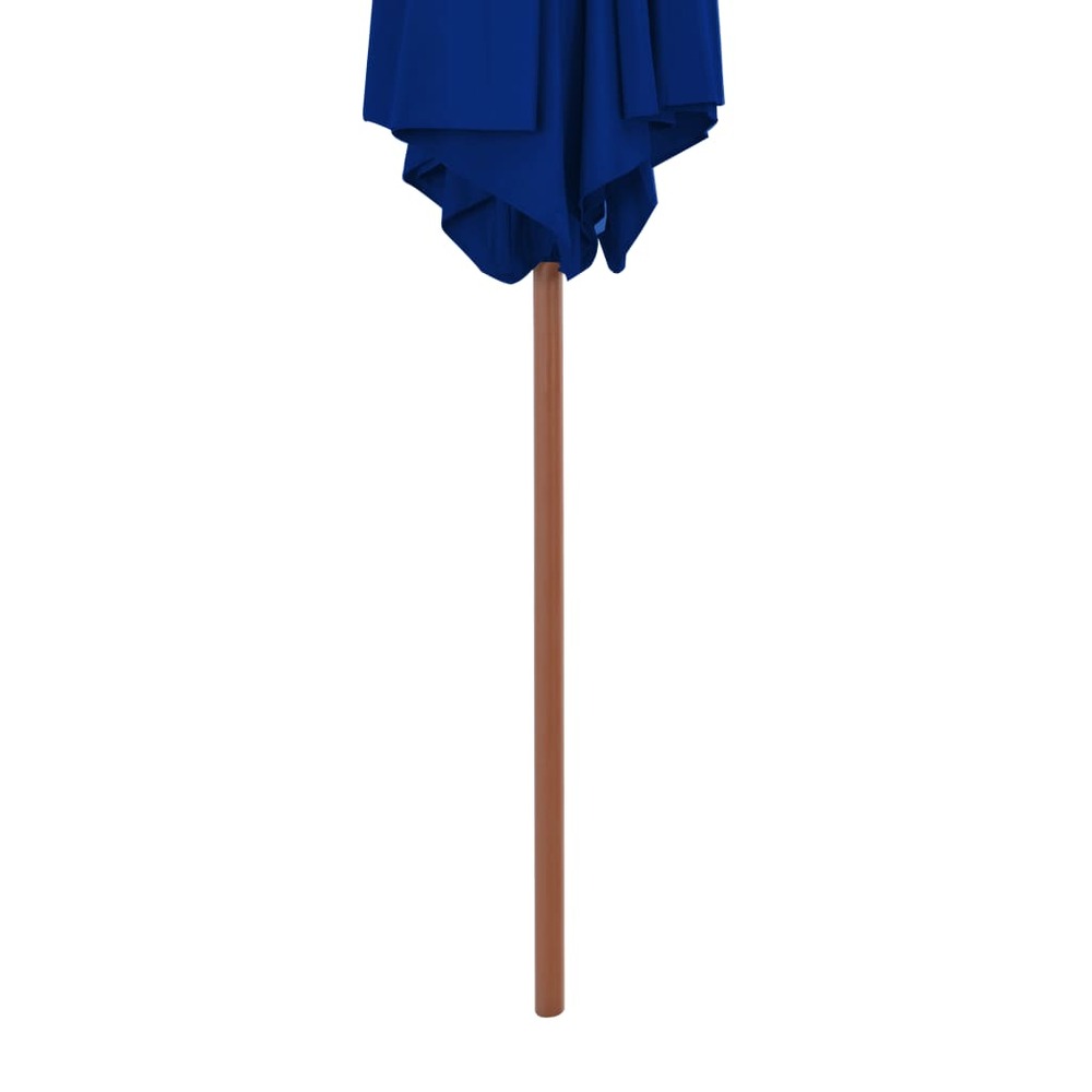 Parasol d'extérieur avec mât en bois 270 cm bleu