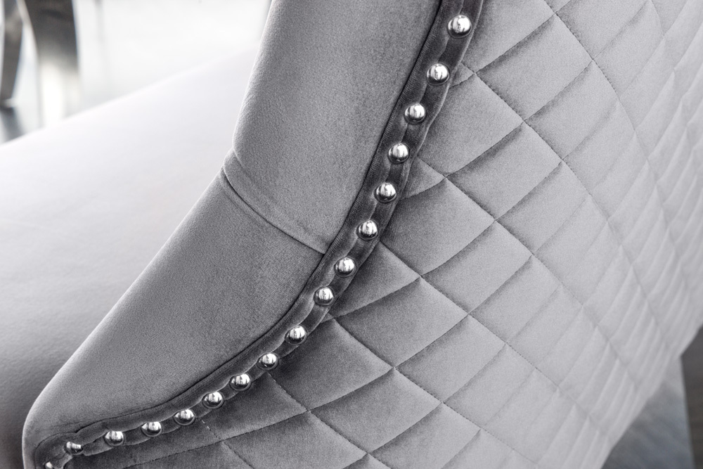 Design Sofabank CASTLE DELUXE 165cm grau Samt Löwenkopf Chesterfield Barock