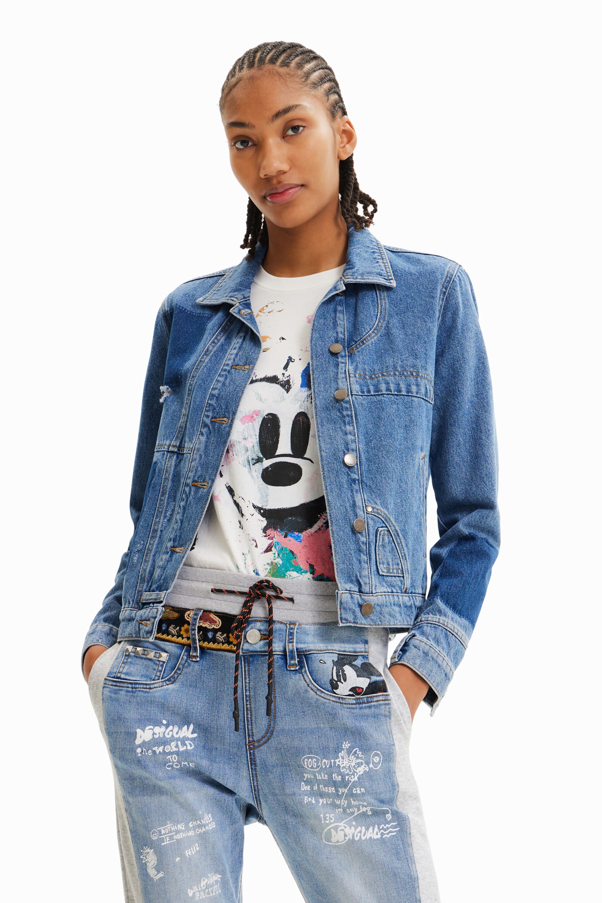 Veste en jean patchwork