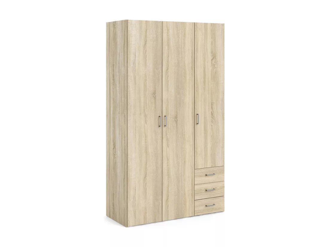 Garde-robe 3 portes Dsemplic, Meubles de chambre, Penderie de plain-pied, Placard à vêtements, 116x50 h200 cm, Chêne