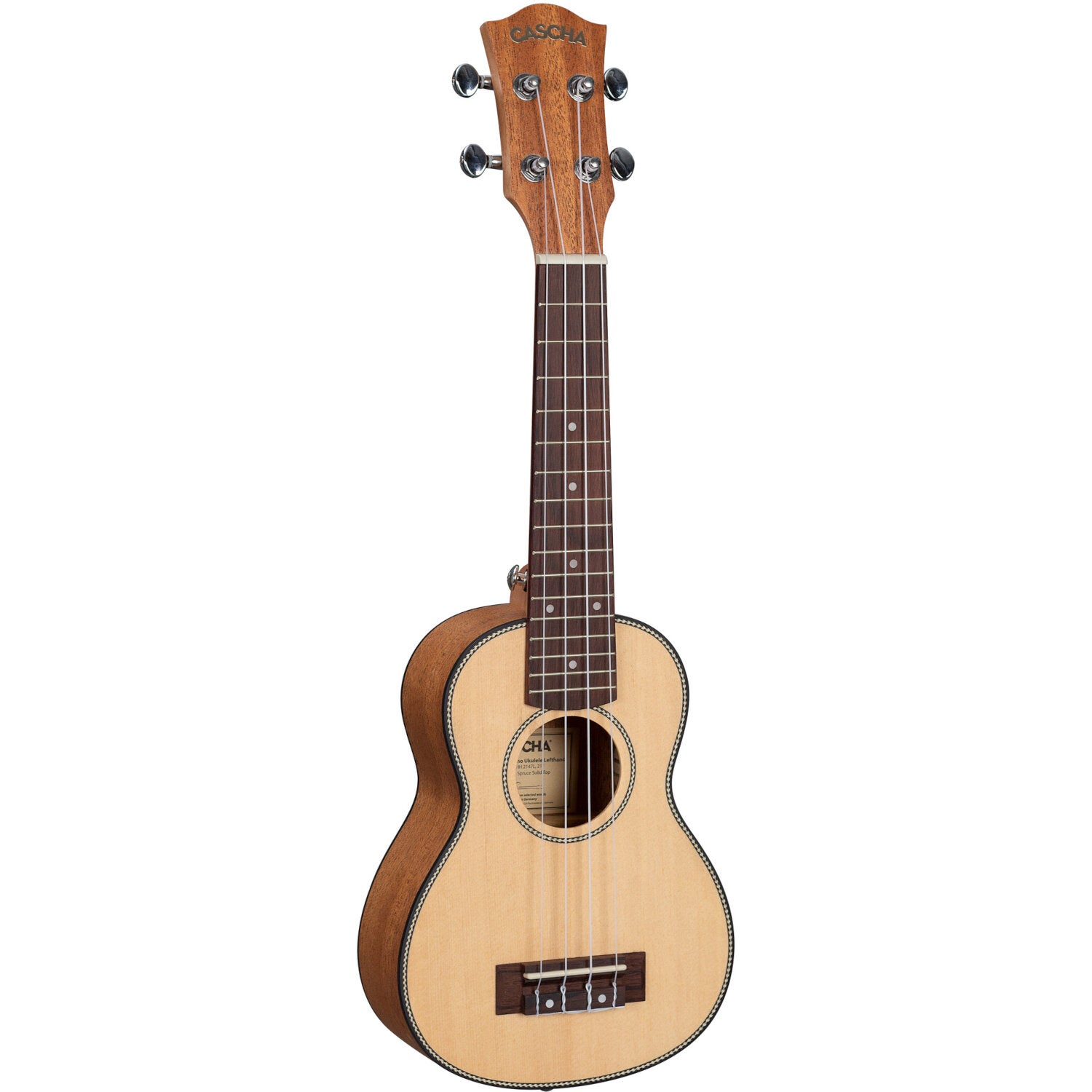 Cascha HH 2148L linkshandige solid top sopraan ukelele set
