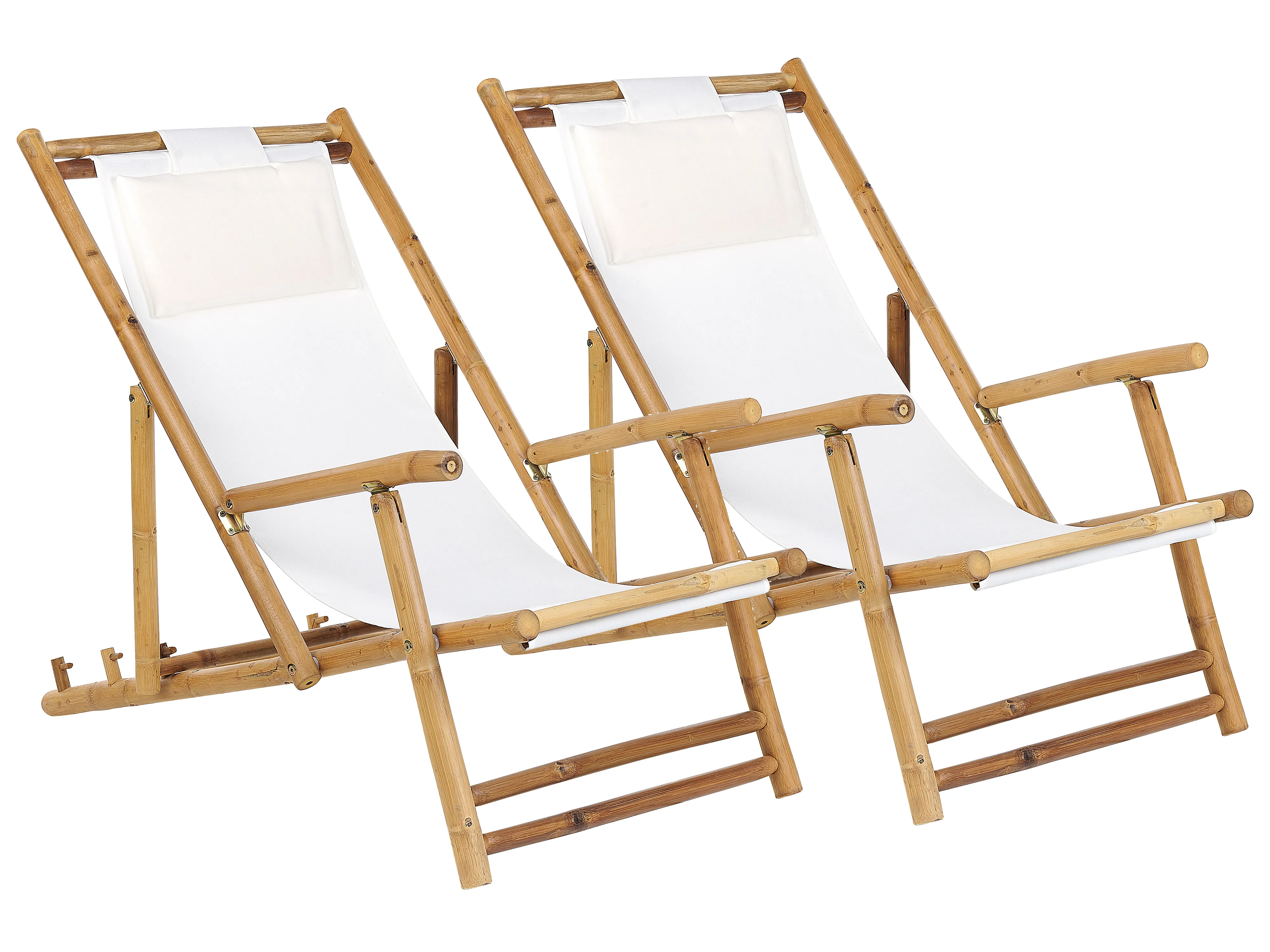Set van 2 inklapbare ligstoelen ATRANI Bamboehout Lichtbeige