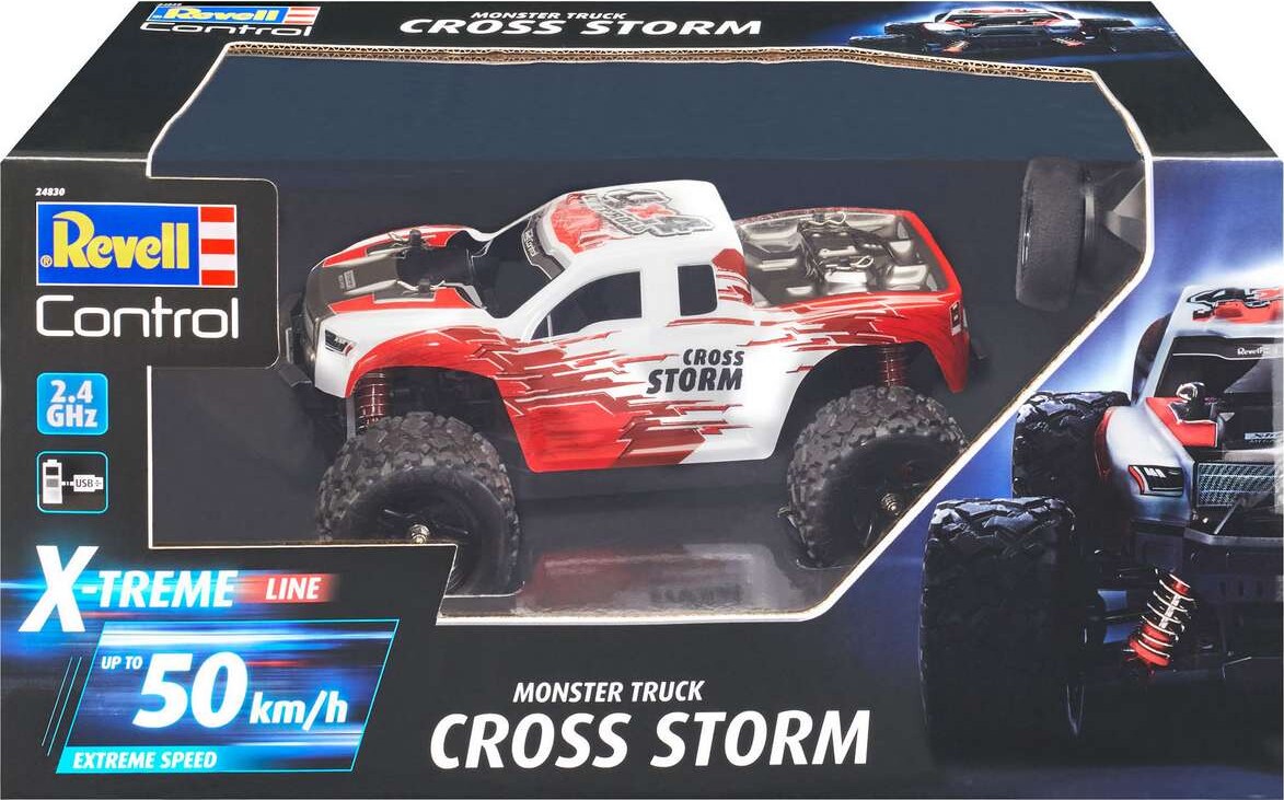 Revell Control - X-Treme Cross Storm Fjernstyret Monster Truck - 1:18 - Rød Hvid - 24830