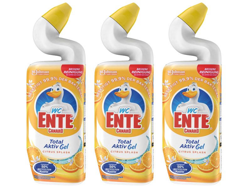 WC-Ente WC-Reiniger Total Aktiv Gel Citrus Splash 3 x 750 m Flüssiger Toilettenreiniger