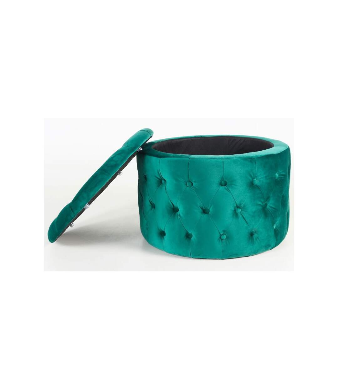 Paris Prix - Pouf Rond Design En Velours visalni 60cm Vert