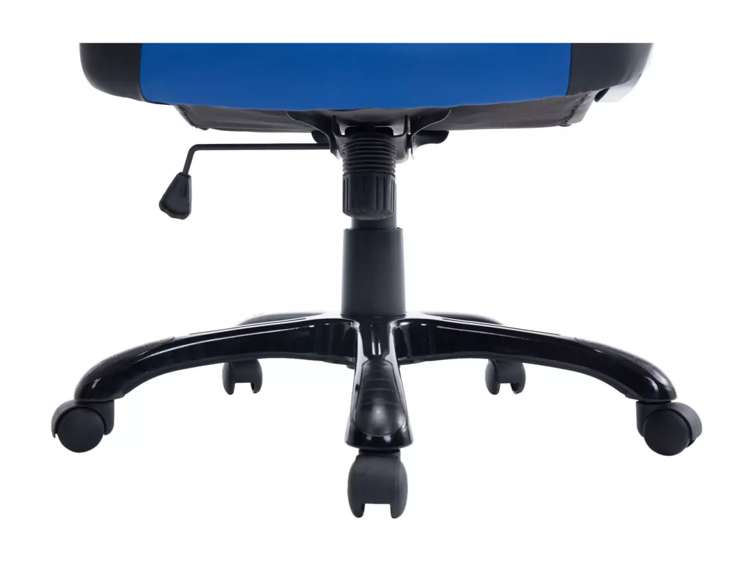 Chaise de bureau - Similicuir & Plastique - Noir / Bleu - XL Pedro