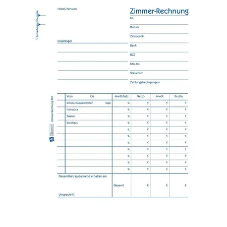 Avery Zweckform 881 Zimmerrechnung, A5, mit Blaupapier, 50 Blatt
