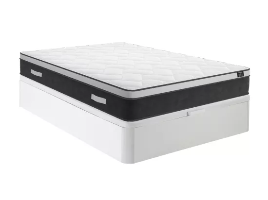 Ensemble 140 x 190 cm sommier coffre blanc + matelas hybride ressorts ensachés et mémoire de forme ép.25cm - ASTRIA Art Collection de YSMÉE