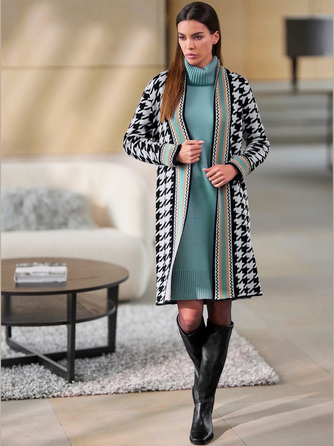 Cardigan motif pepita