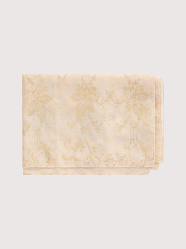 Foulard imprimé fleuri doré