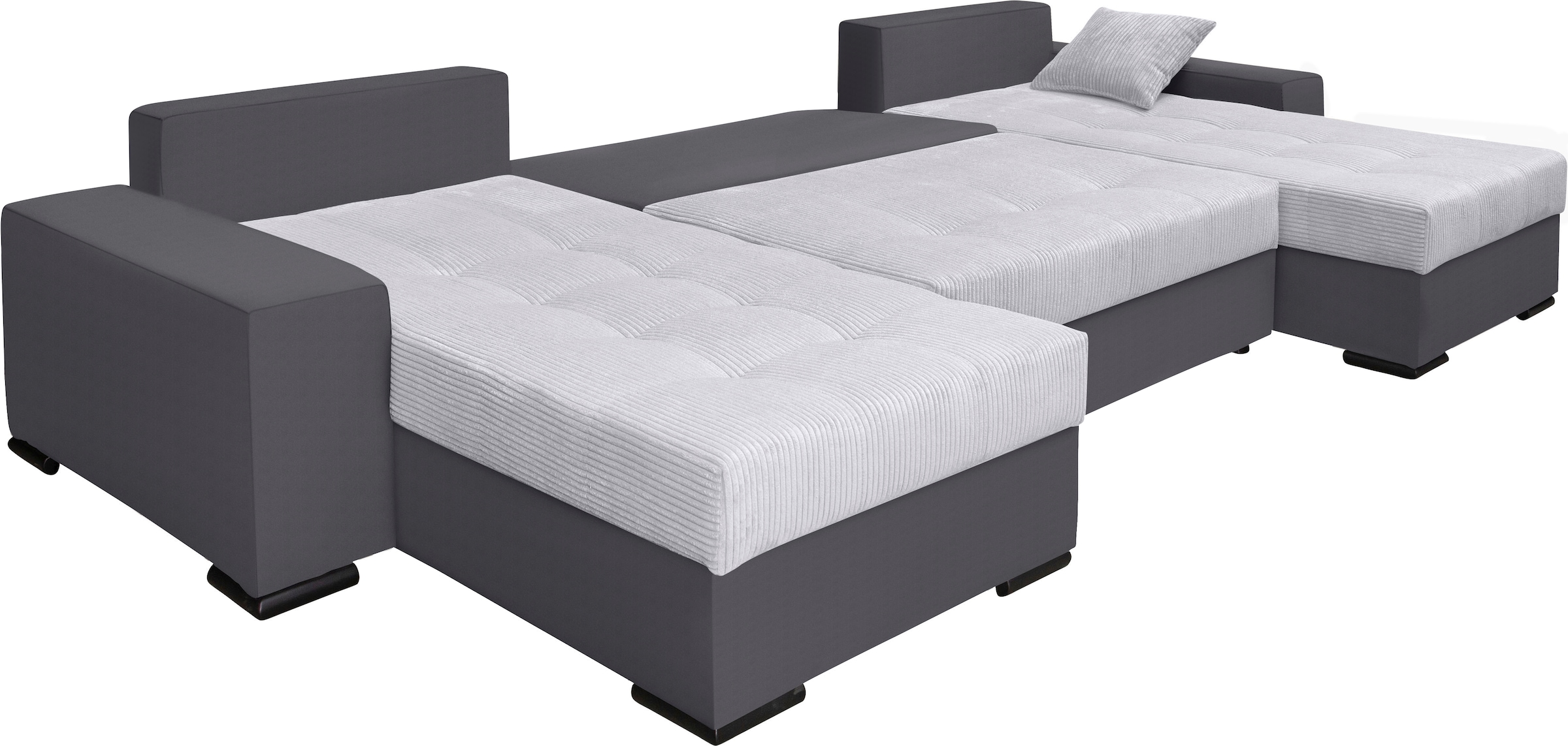 COLLECTION AB Wohnlandschaft »Josy XL U-Form, B: 313 cm in Cord, Cord-Mix« mit Bettfunktion, Bettkasten & 2 Zierkissen, Federkern