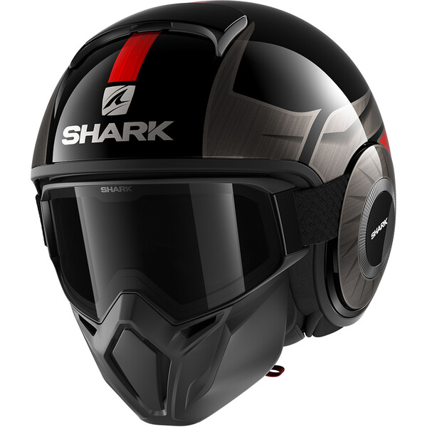 Shark - Casque Street Drak Tribute RM Noir / Chrome / Rouge