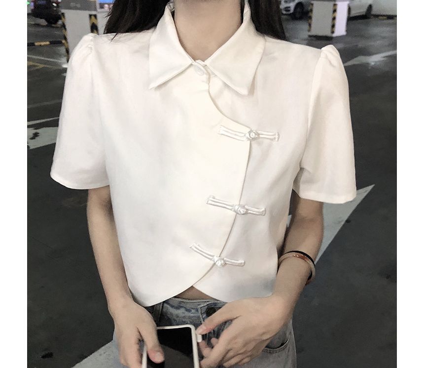 Shinsei - Blouse met korte mouwen en kraag