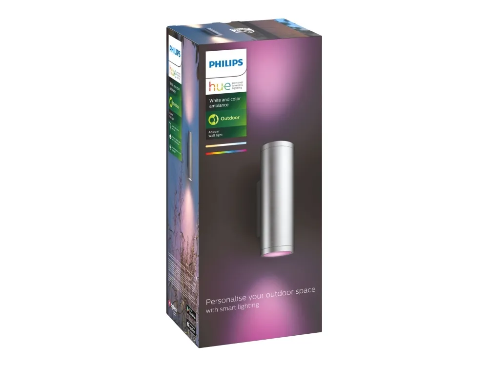Philips Hue White and Color Ambiance Appear - Væglampe - LED x 2 (tilsvarende 49 W) - total: 16 W - 16 millioner farver - 2000-6500 K - inox