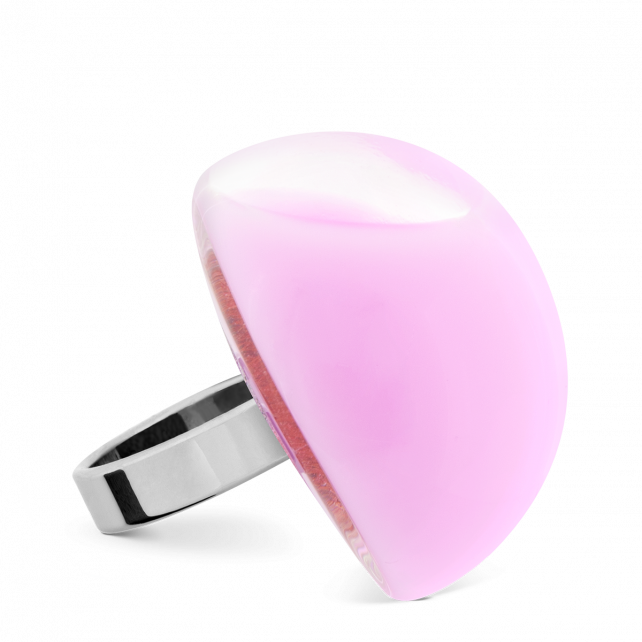 Bague en verre soufflé - Dome Giga Milk