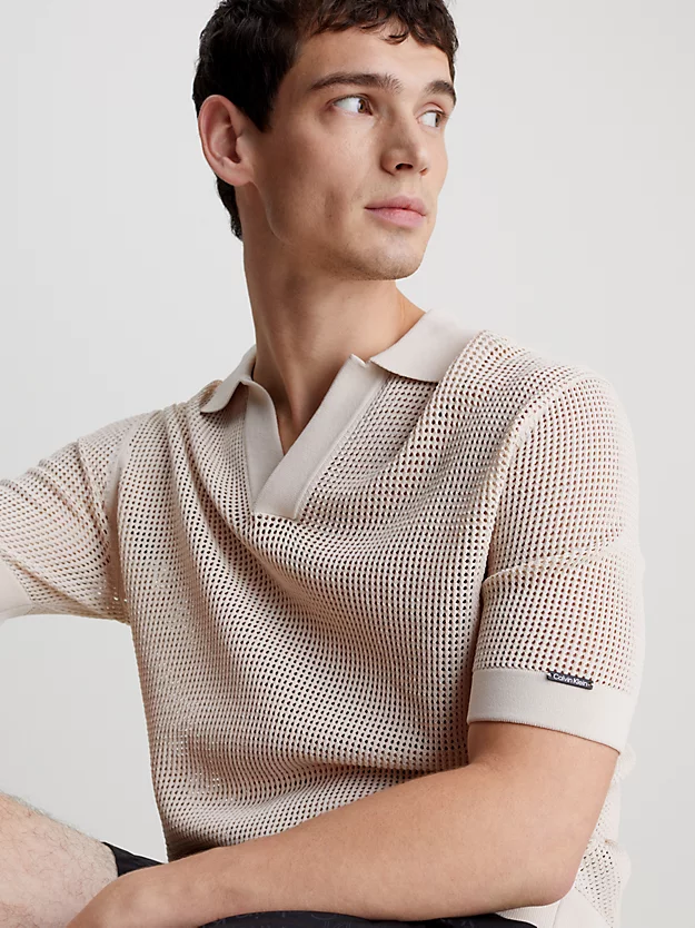 Camisa polo de praia de malha aberta