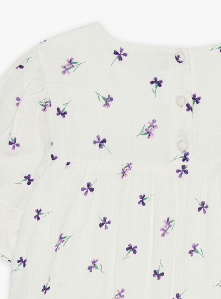 Blouse écrue à fleurs