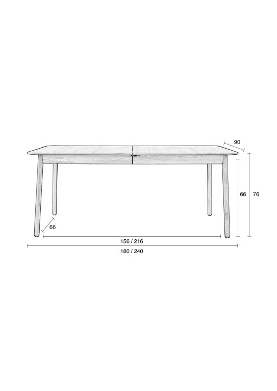 Zuiver Glimps uitschuifbare tafel 180/240X90 naturel