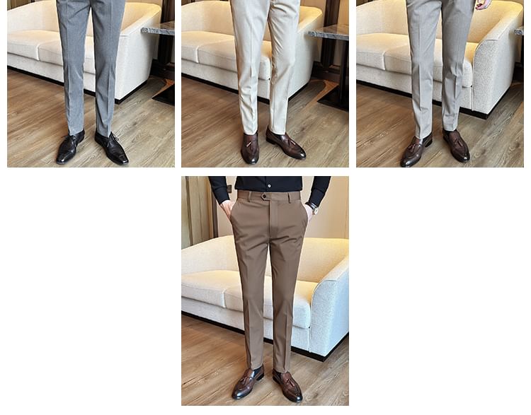Blueforce - Mid Rise Plain Tapered Dress Pants