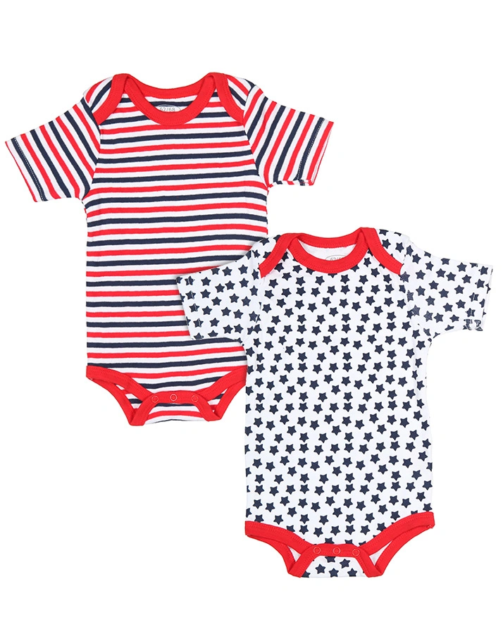 Kurzarm-Body STERNE 2-er Pack in weiß/blau/rot