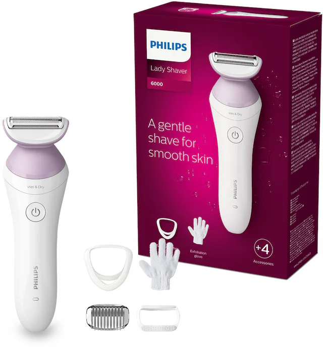 Philips Elektrokörperrasierer »SatinShave Prestige Series 6000 BRL136/00« 3 Stk. Aufsätze nass oder trocken, inkl. Handschuh