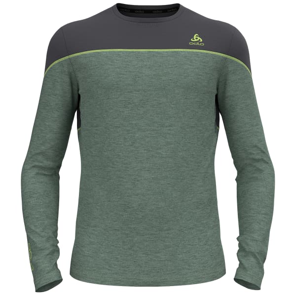 T-shirt thermique ODLO BL TOP CREW NECK L/S REVELSTOKE PW 150 MATTE GREEN/DARK GREY MELANGE