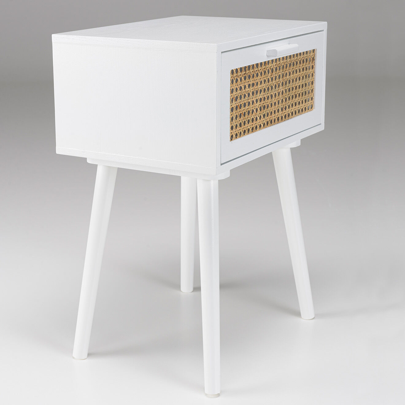 Macabane Chevet cannage rotin Sandro blanc - 40x30x55 cm