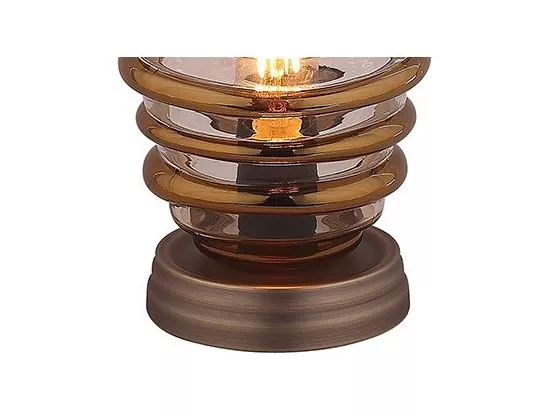 Lampe ovale 24 cm en verre soufflé et métal cuivré vintage - NELSON