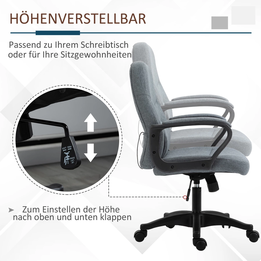 Vinsetto Bürostuhl mit Massagefunktion grau