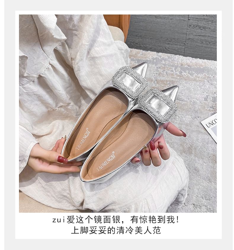 Anran - Puntige teen flats met strass accent