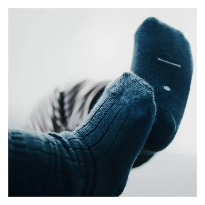 Gray Label Chaussettes Long Ribbed Coton Bio | Bleu gris
