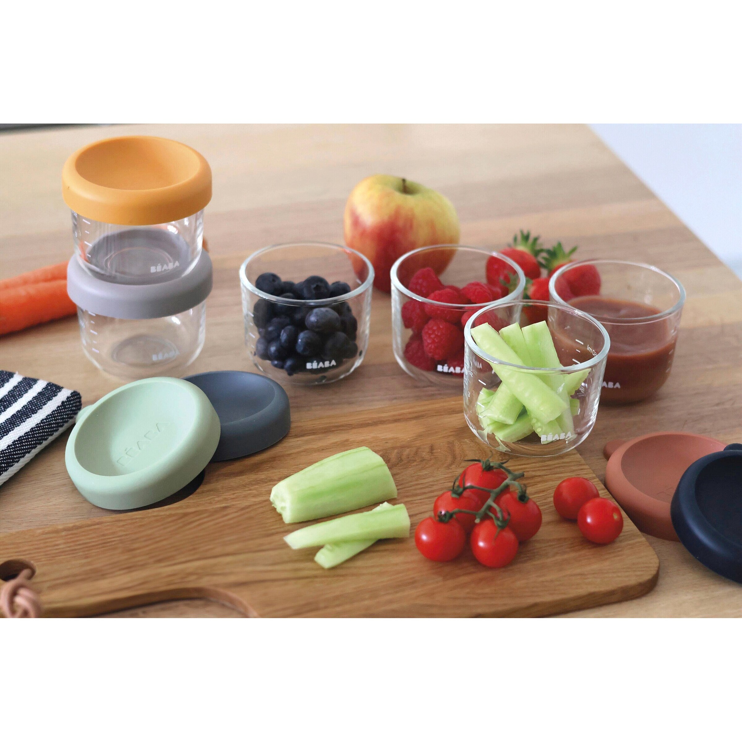 Beaba 6er-Set Portionsbehälter aus Glaus 150 ml