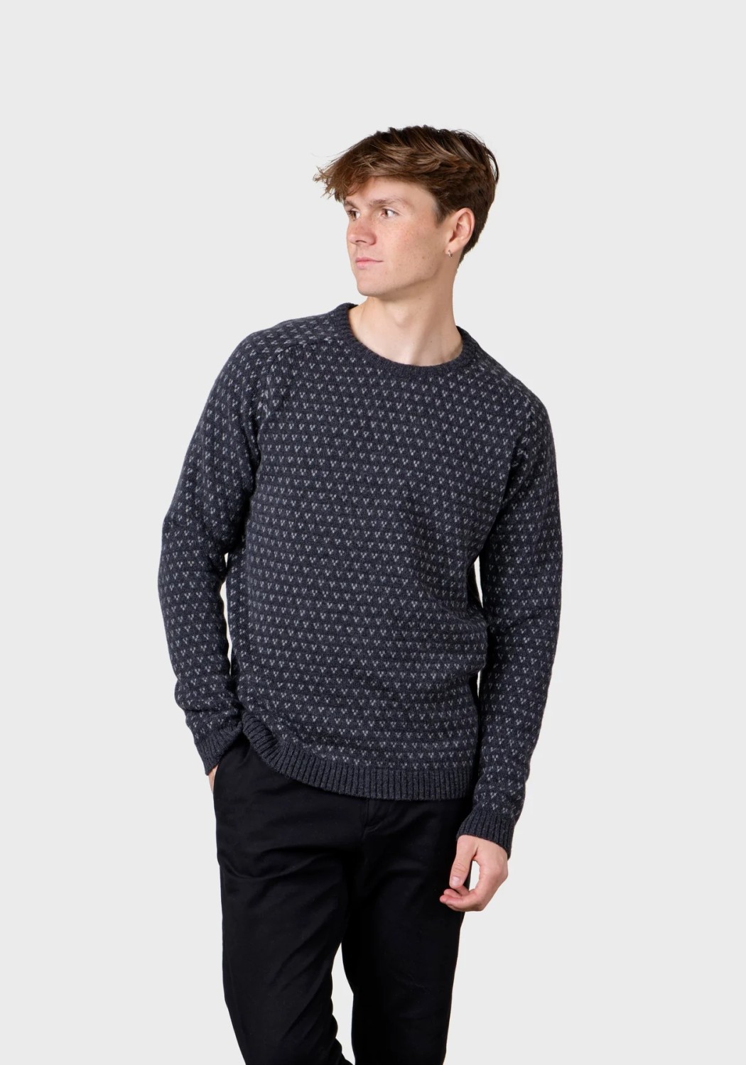 Klitmøller Collective Strickpullover Hugo Anthracite/Light Grey