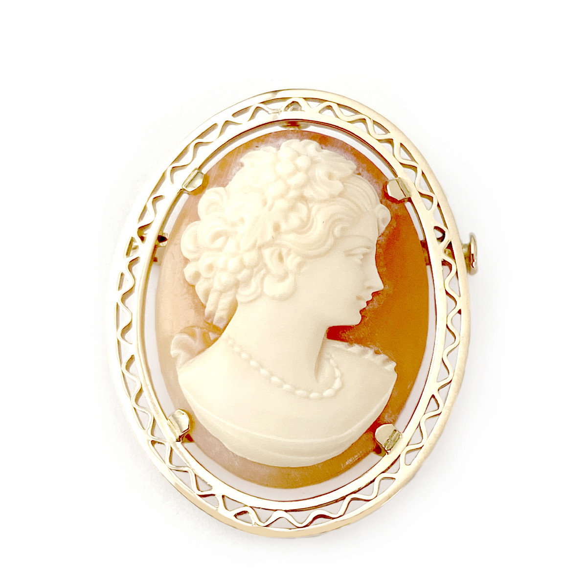 Pendentif broche d'occasion or 750 jaune camée