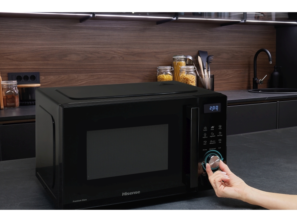 MICRO ONDAS COM GRILL HISENSE H23MOBSD1HG PRETO 23L
