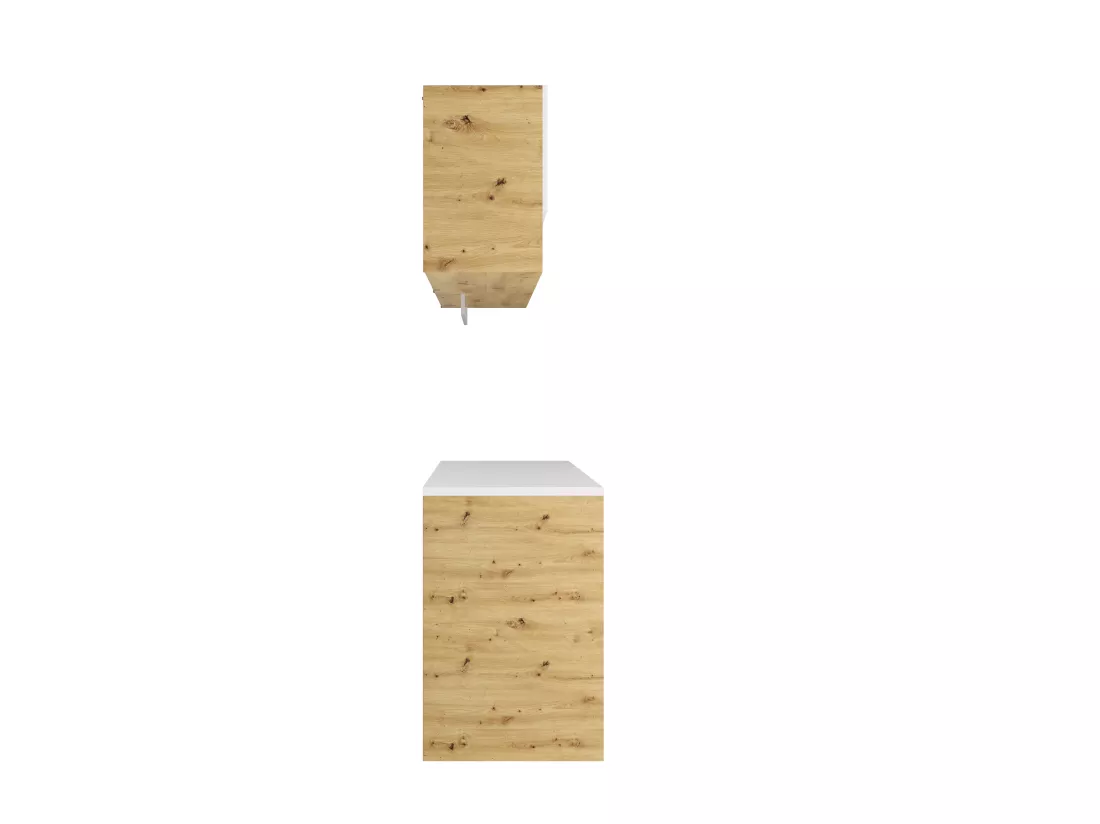 Meubles de buanderie pour machine à laver avec plan de travail - L182 cm - Blanc et naturel clair - NATAJI