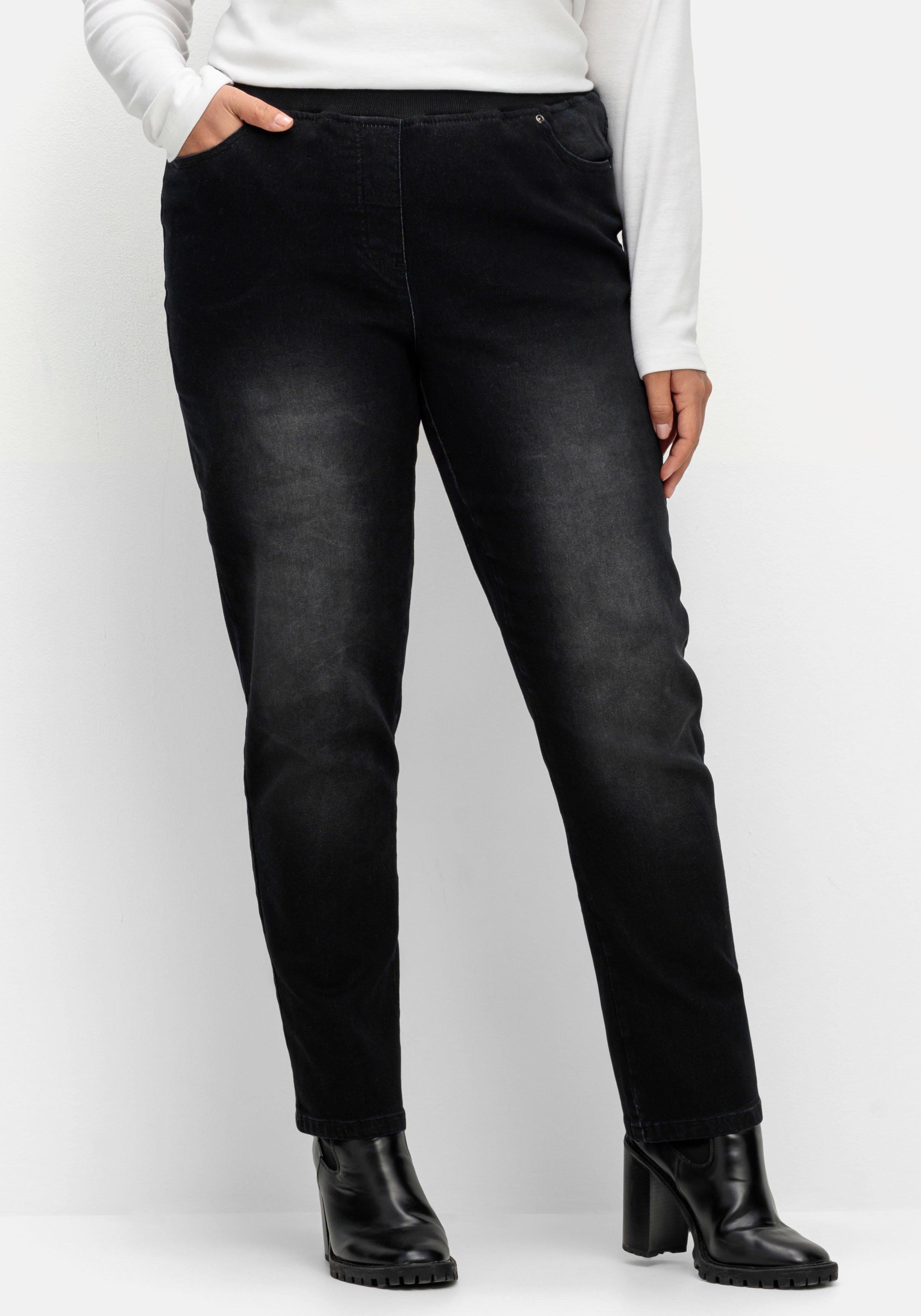 Schmale Jeans mit Rippstrick-Dehnbund